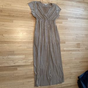Long metallic beige gown “Baltic born” sz xxl